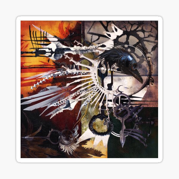 Digital Collage Occult Art-"Raven Plague Mask #1" Sticker