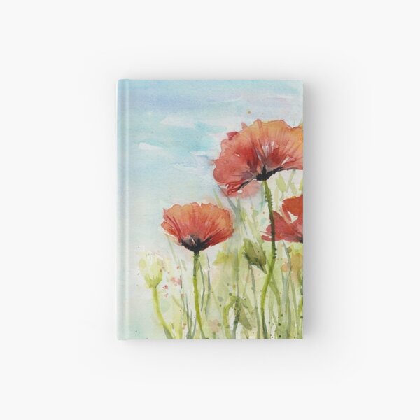 Red Poppy Flower Watercolor Wrapping Paper by Olechka