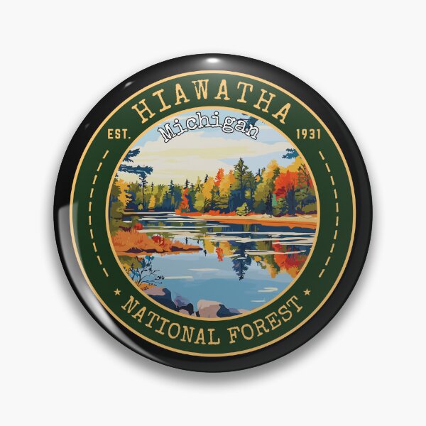 Item preview, Hiawatha National Forest in Michigan, USA Vintage Travel Art Emblem designed and sold by MaateoDesign.