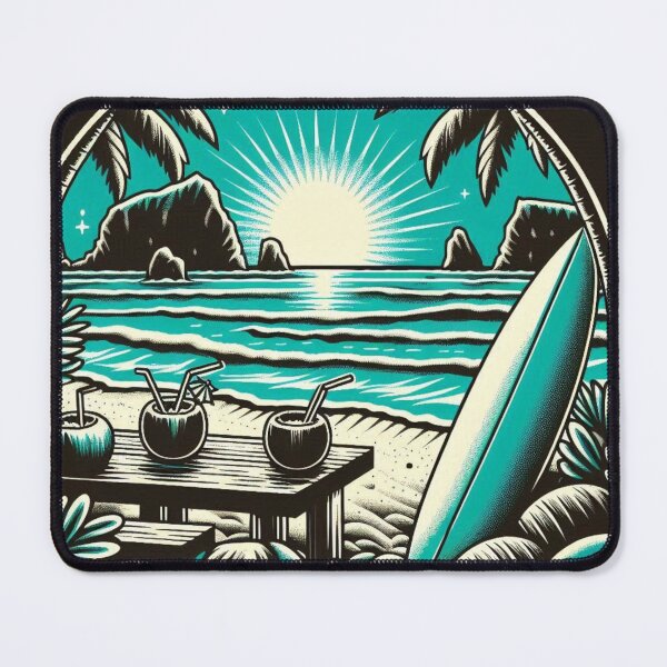 Item preview, Black and White Vector Beach Art #1 – Minimalist AI Design for Travel Lovers, Surf Style, and Coastal Vibes designed and sold by knalpot-design.