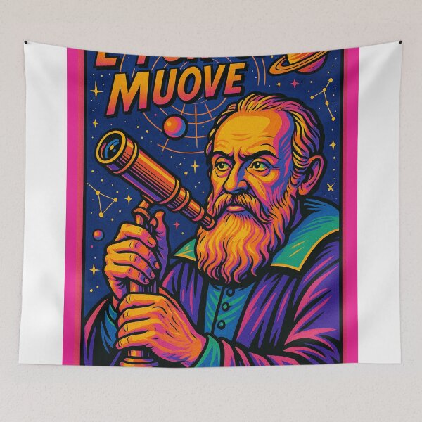 Item preview, Galileo Galilei Pop Art Portrait – Retro Astronomer with Telescope designed and sold by PrometheusStyle.