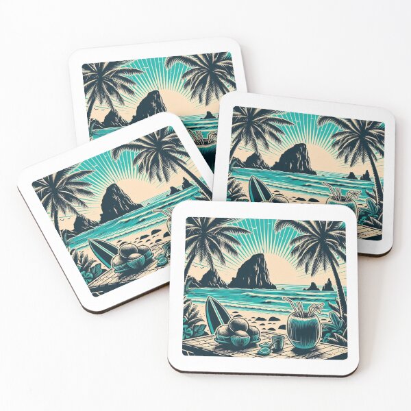 Item preview, Black and White Vector Beach Art  #3 – Minimalist AI Design for Travel Lovers, Surf Style, and Coastal Vibes designed and sold by knalpot-design.