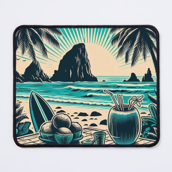 Item preview, Black and White Vector Beach Art #3 – Minimalist AI Design for Travel Lovers, Surf Style, and Coastal Vibes designed and sold by knalpot-design.