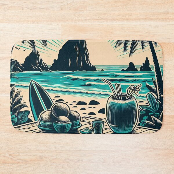 Item preview, Black and White Vector Beach Art  #3 – Minimalist AI Design for Travel Lovers, Surf Style, and Coastal Vibes designed and sold by knalpot-design.