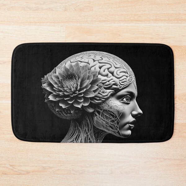 Item preview, Women head with a blooming flower inside the brain area(AI+ software)  designed and sold by DFLC Prints.