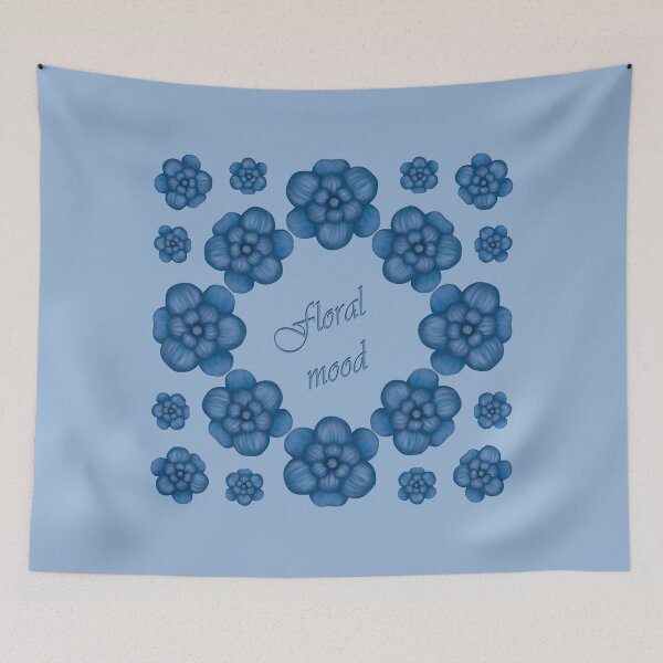 Item preview, The inscription "Floral mood" with blue flowers designed and sold by Cherevan.
