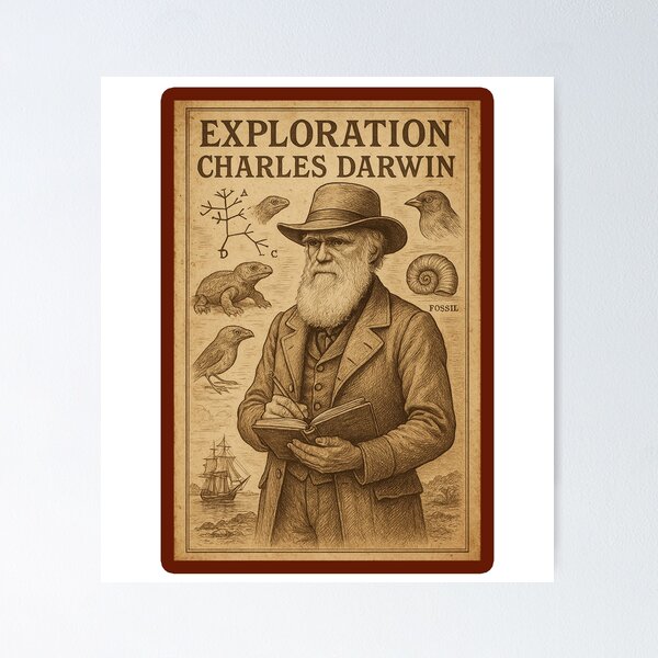 Item preview, Póster vintage de exploración de Charles Darwin: ilustración científica del siglo XIX designed and sold by PrometheusStyle.