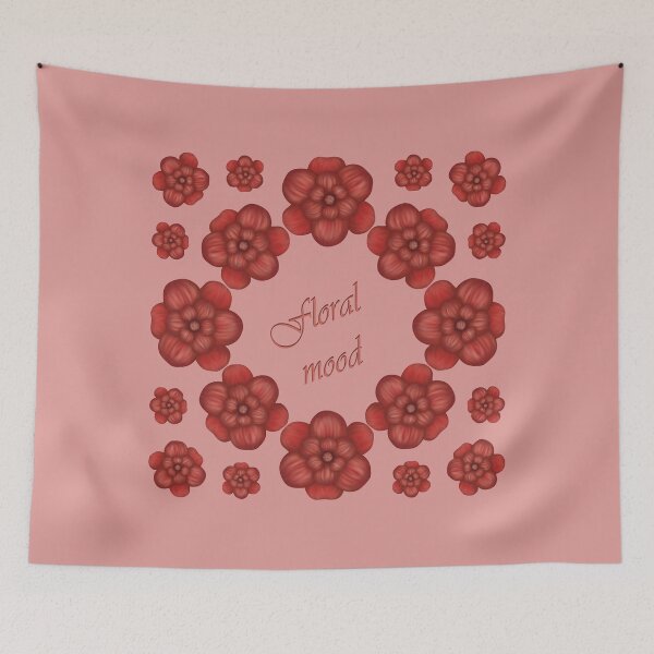 Item preview, The inscription "Floral mood" with red flowers designed and sold by Cherevan.