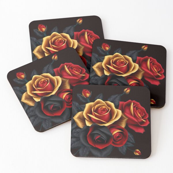 Item preview, Red, gold and black rose bouquet design designed and sold by Art by Dannalynn.