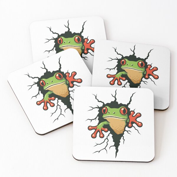 Item preview, Red-Eyed Tree Frog Cracking Through Wall  designed and sold by MasartDesigns.