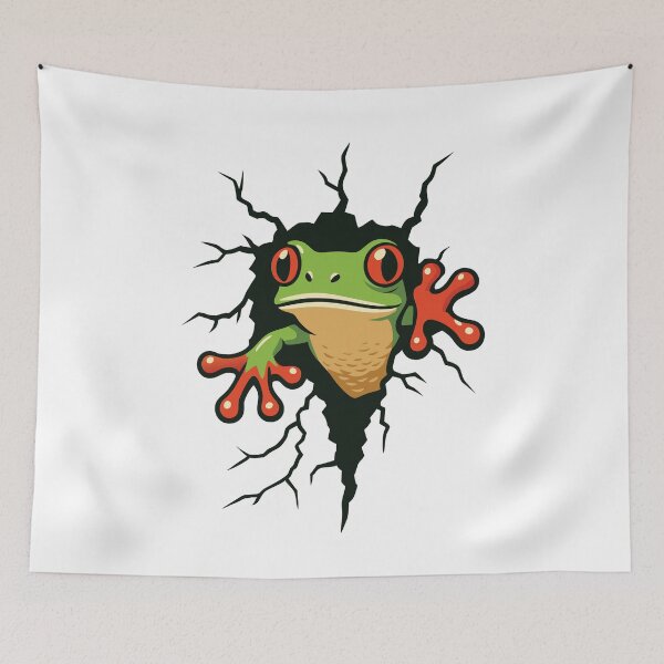 Item preview, Red-Eyed Tree Frog Cracking Through Wall  designed and sold by MasartDesigns.