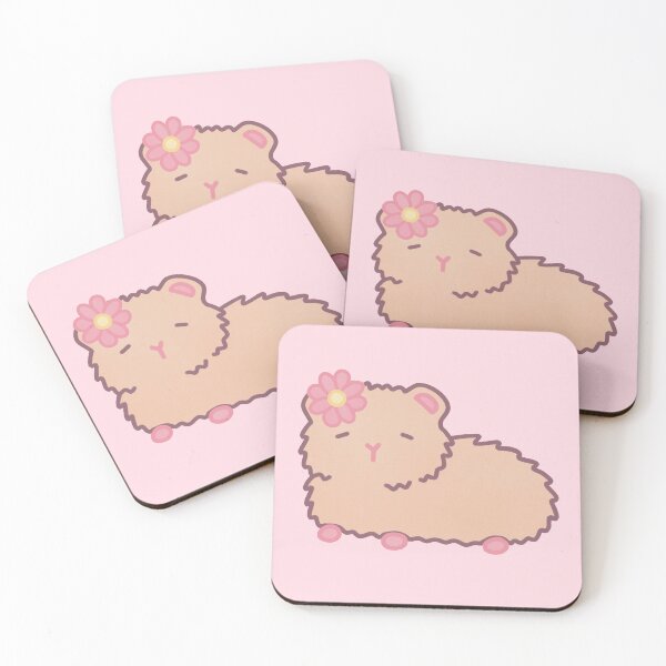 Item preview, cute fluffy beige guinea pig with flower designed and sold by winterpumpkin.