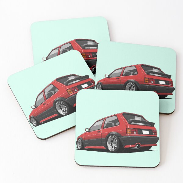 Item preview, Red retro hatchback style car designed and sold by GingaDesigns.