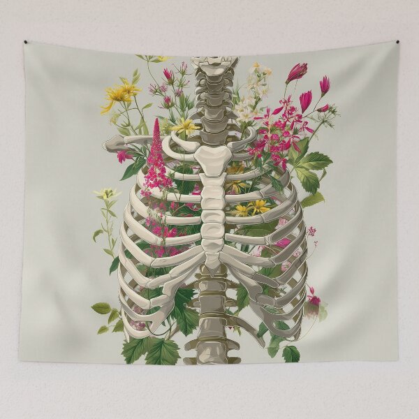 Item preview, Botanical Ribcage Anatomy Art Floral Skeleton Illustration designed and sold by anass002.