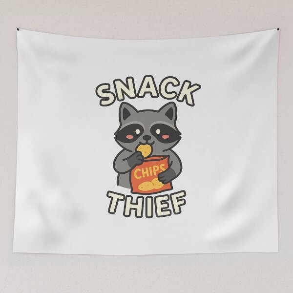 Item preview, Snack Thief – Blushing Raccoon with Chips designed and sold by ALITOPRINCE.
