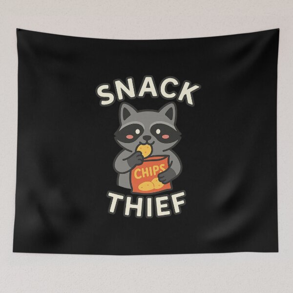 Item preview, Snack Thief – Blushing Raccoon with Chips designed and sold by ALITOPRINCE.
