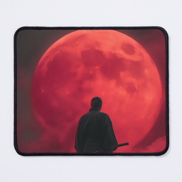 Item preview, Lone Samurai Under Blood Moon Epic Warrior Silhouette Art designed and sold by anass002.