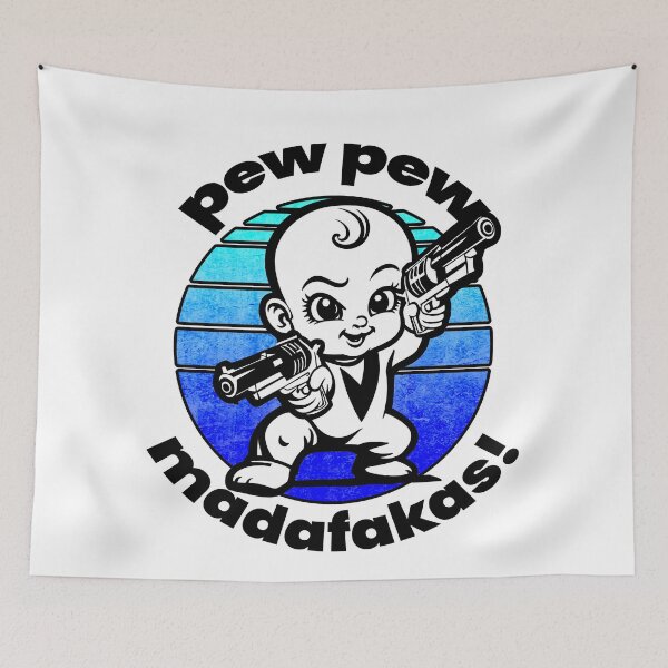 Item preview, Pew Pew Madafakas! Unique Boss Baby illustration for light background designed and sold by PixelPunny.
