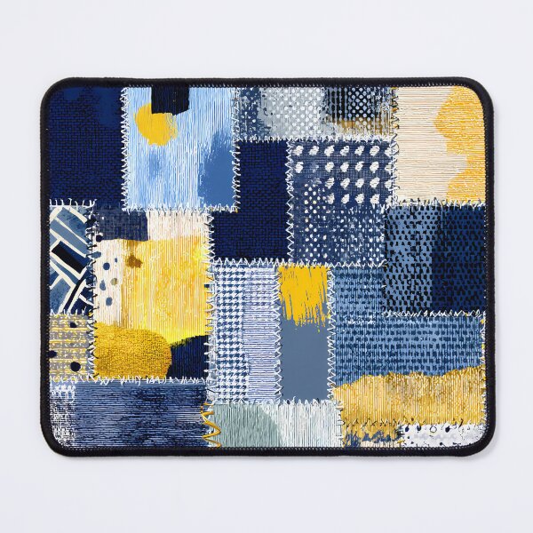 Item preview, Denim Patchwork Pattern Blue and Yellow Textured Fabric Design designed and sold by anass002.