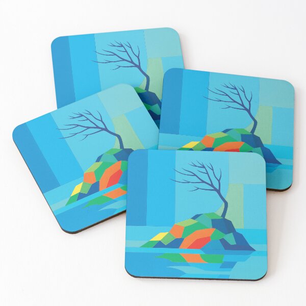 Item preview, Windswept Solitude – Stylized Tree on Island Rocks designed and sold by Visions of the Magpie.