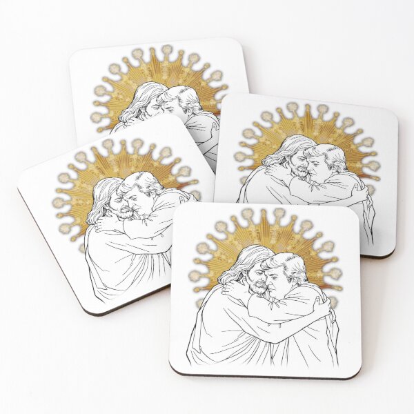 Item preview, Our Lord Jesus Embraces President Donald Trump Lineart designed and sold by RedWaveGals.