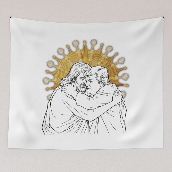 Item preview, Our Lord Jesus Embraces President Donald Trump Lineart designed and sold by RedWaveGals.
