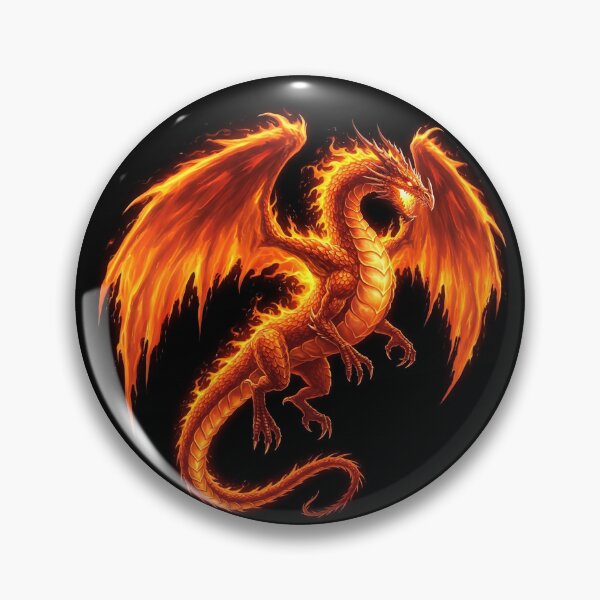 Item preview, Fire dragon on black background  designed and sold by GingaDesigns.