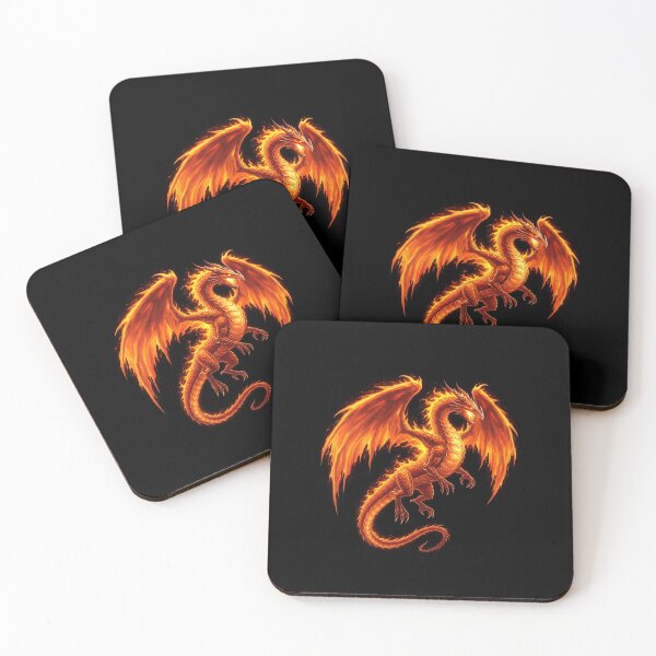 Item preview, Fire dragon on black background  designed and sold by GingaDesigns.