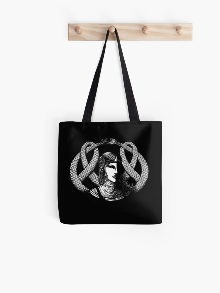Thumbnail 1 of 2, Tote Bag, Hel in Black Portrait · White Print for Dark Background designed and sold by Sirielle.