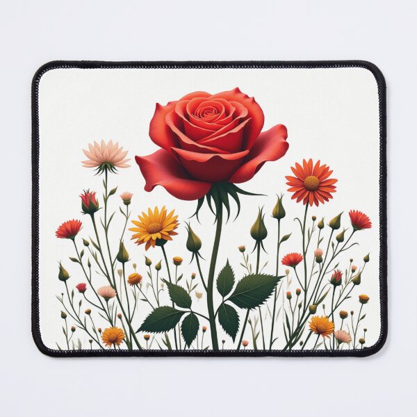 Item preview, Wildflowers and Red Rose in Middle - Transparent Background #5007T designed and sold by Wildflower Rose.