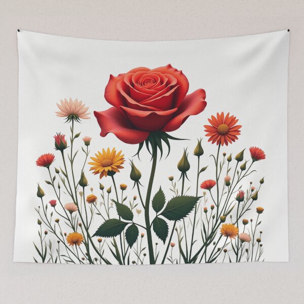 Item preview, Wildflowers and Red Rose in Middle - Transparent Background #5007T designed and sold by Wildflower Rose.