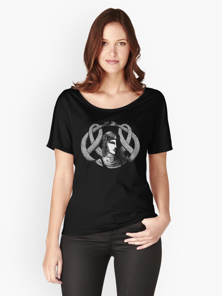 Thumbnail 1 of 3, Relaxed Fit T-Shirt, Hel in Black Portrait · White Print for Dark Background designed and sold by Sirielle.