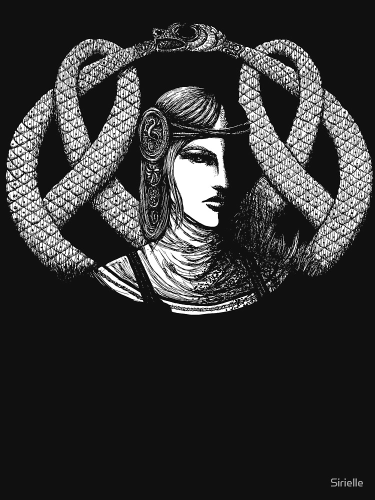 Thumbnail 3 of 3, Relaxed Fit T-Shirt, Hel in Black Portrait · White Print for Dark Background designed and sold by Sirielle.