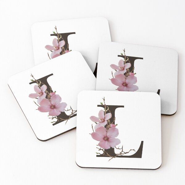 Item preview, Elegant Floral Letter L Monogram - Botanical Alphabet Art with Pink Flowers designed and sold by Psycho-Crazy.