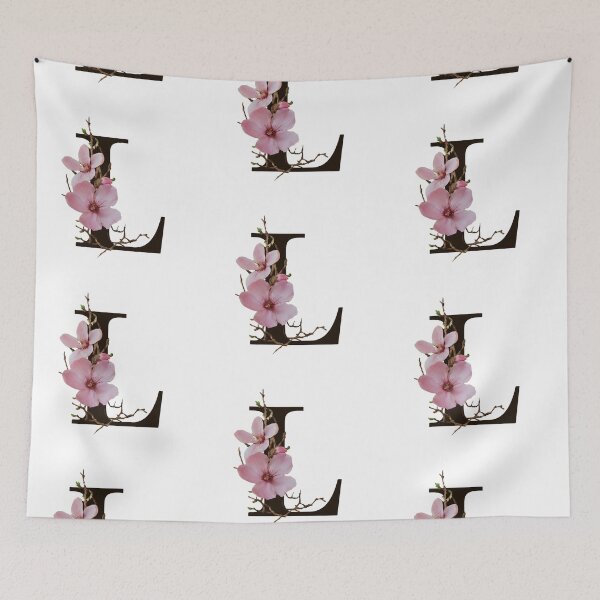 Item preview, Elegant Floral Letter L Monogram - Botanical Alphabet Art with Pink Flowers designed and sold by Psycho-Crazy.