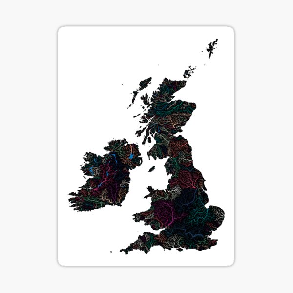 Item preview, UK and Ireland Rivers and Lakes Map designed and sold by DreamingBeetle.