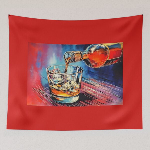 Item preview, Ignite the Pour - Whisky Cascades Over Ice in a Lively Abstract Display and Dynamic Splashes designed and sold by OlfactoART Studio.