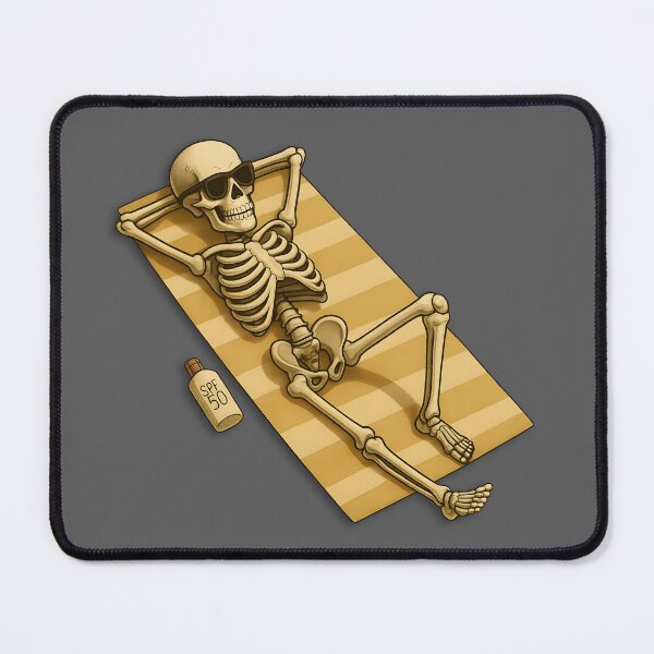 Item preview, Skelly the skeleton sunbathing on a towel designed and sold by Relatable Tees.