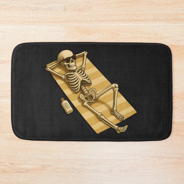 Item preview, Skelly the skeleton sunbathing on a towel designed and sold by Relatable Tees.