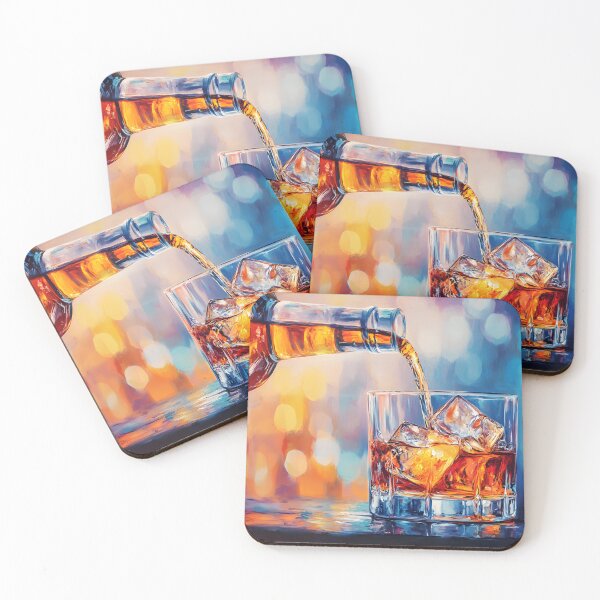 Item preview, Pour the Golden Glow - Whiskey and Ice in a Vibrant Blend of Warm and Cool Hues designed and sold by OlfactoART Studio.