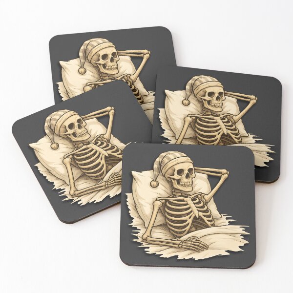 Item preview, Skelly the Skeleton being cozy in bed designed and sold by Relatable Tees.
