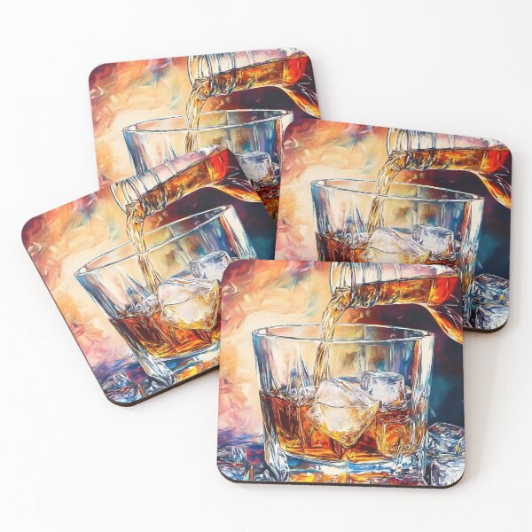 Item preview, Savor the Moment - Whiskey and Ice Reflected in a Bold Symphony of Color and Vivid Abstract Contrast designed and sold by OlfactoART Studio.