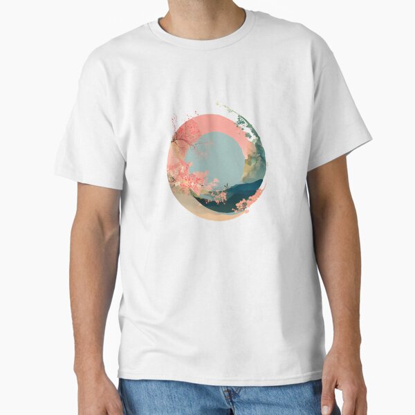 Item preview, Zen Enso with Sakura and Japanese Landscape – Minimal Ink Wash Style designed and sold by Kawaii Drops .