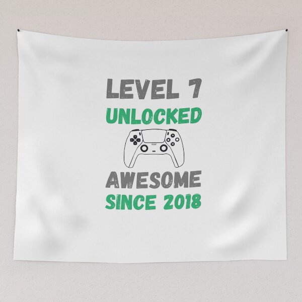 Item preview, Level 7 Unlocked Awesome Since 2018 T-Shirt – Cool 7th Birthday Gamer Shirt for Boys & Girls designed and sold by GAIDREDA.