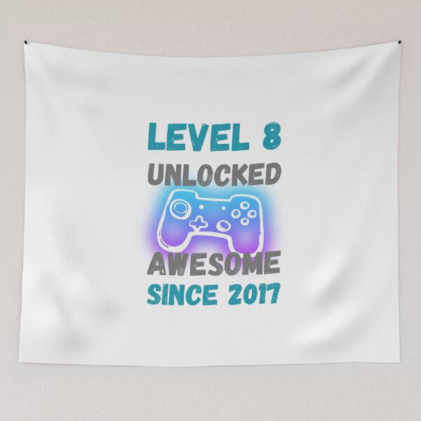 Item preview, Level 8 Unlocked Awesome Since 2017 T-Shirt – Gamer 8th Birthday Shirt for Kids, Funny Video Game Tee designed and sold by GAIDREDA.