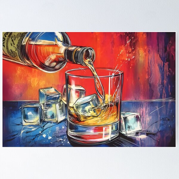 Item preview, Whisky in Flight - A Dram of Color, Motion, and Ice Abstract Art Digital Generative AI designed and sold by OlfactoART Studio.