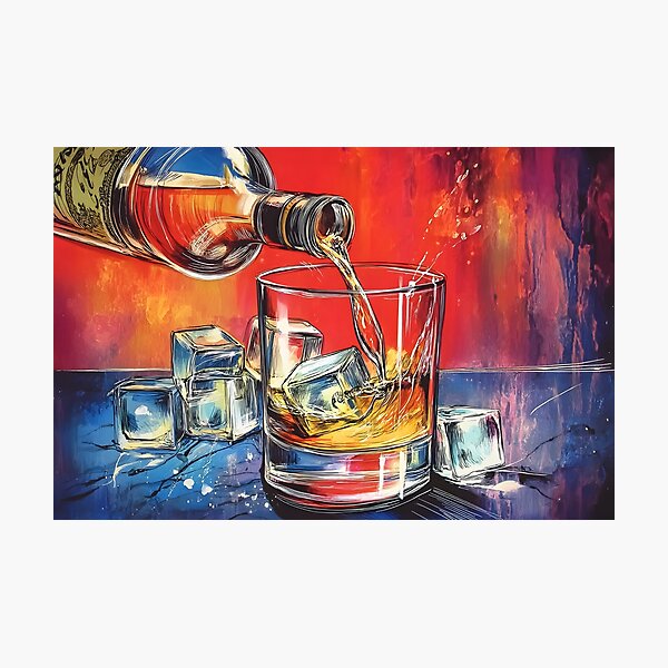 Item preview, Whisky in Flight - A Dram of Color, Motion, and Ice Abstract Art Digital Generative AI designed and sold by OlfactoART Studio.