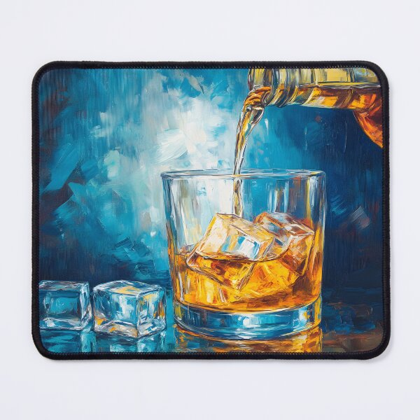 Item preview, Pour the Refreshment - Ice and Amber Whiskey Dance in Bold, Dynamic Hues and Vivid Brushstrokes designed and sold by OlfactoART Studio.
