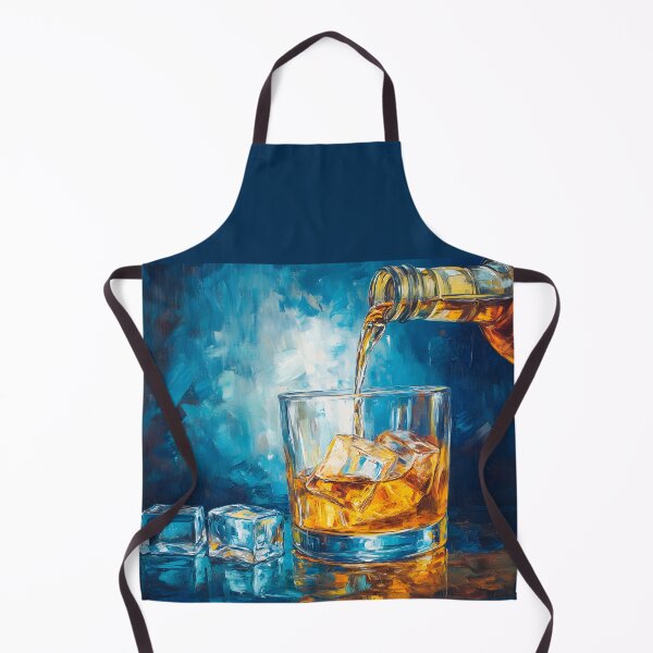 Item preview, Pour the Refreshment - Ice and Amber Whiskey Dance in Bold, Dynamic Hues and Vivid Brushstrokes designed and sold by OlfactoART Studio.