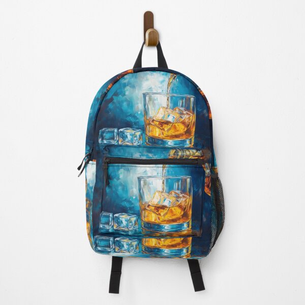 Item preview, Pour the Refreshment - Ice and Amber Whiskey Dance in Bold, Dynamic Hues and Vivid Brushstrokes designed and sold by OlfactoART Studio.